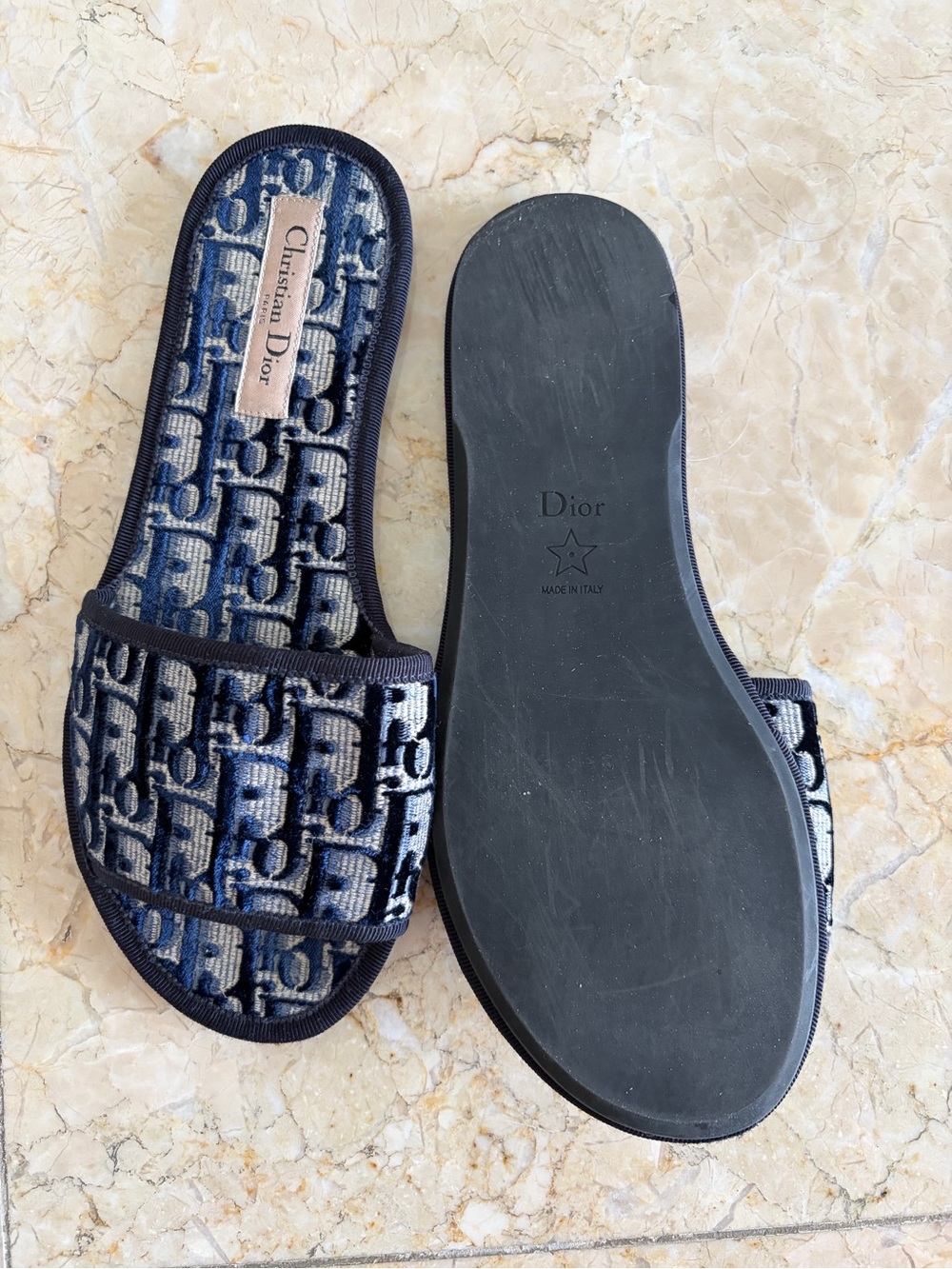 Dior Navy Slide Sandals - Picture 2 of 2